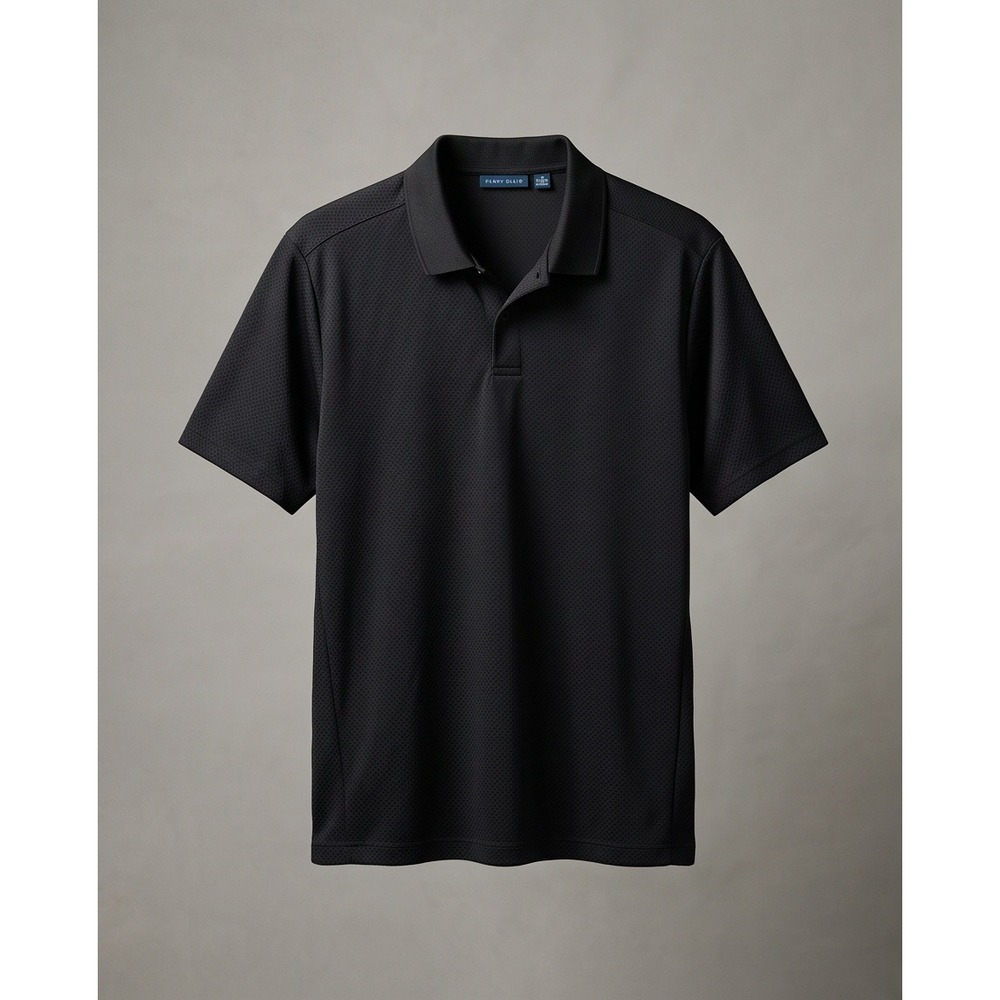 Perry Ellis Mens XL Performance Polo Shirt Black Short Sleeve Textured Golf